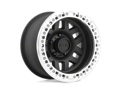 KMC Machete Crawl Beadlock Satin Black with Machined Bead Ring 6-Lug Wheel; 17x9; -38mm Offset (2024 Tacoma)