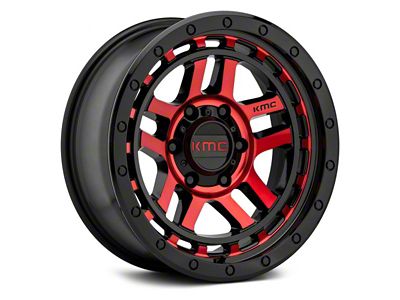 KMC Recon Gloss Black Machined with Red Tint 6-Lug Wheel; 18x8.5; 0mm Offset (2024 Tacoma)