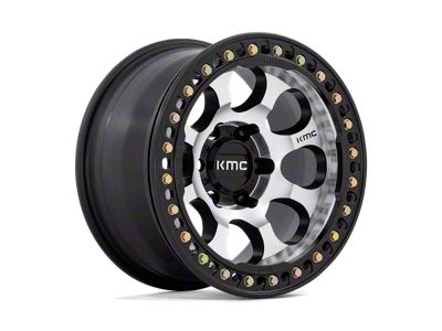 KMC Riot Beadlock Machined with Satin Black Windows and Ring 6-Lug Wheel; 17x8.5; 0mm Offset (2024 Tacoma)