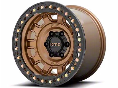KMC Tank Beadlock Matte Bronze 6-Lug Wheel; 17x9; -15mm Offset (2024 Tacoma)