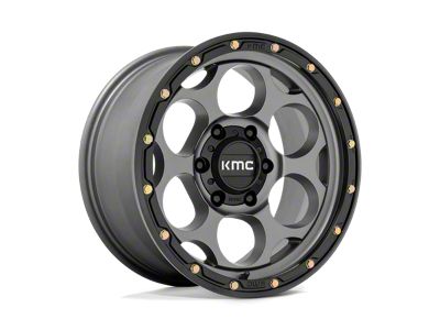 KMC Dirty Harry Satin Gray with Black Lip 6-Lug Wheel; 17x8.5; 18mm Offset (21-24 Bronco, Excluding Raptor)