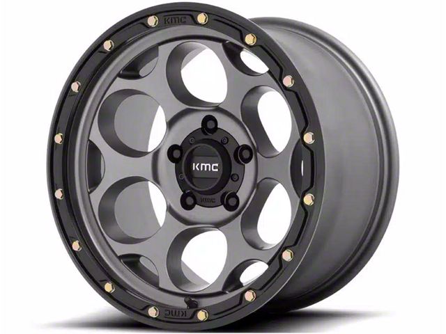 KMC Dirty Harry Satin Gray with Black Lip 6-Lug Wheel; 18x8.5; 0mm Offset (21-24 Bronco, Excluding Raptor)