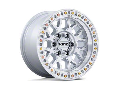 KMC GRS Gloss Silver with Machined Face 6-Lug Wheel; 17x8.5; 0mm Offset (22-24 Bronco Raptor)