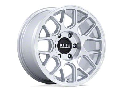 KMC Hatchet Gloss Silver with Machined Face 6-Lug Wheel; 17x8.5; -10mm Offset (21-24 Bronco, Excluding Raptor)