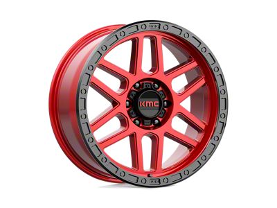 KMC Mesa Candy Red with Black Lip 6-Lug Wheel; 17x8.5; 0mm Offset (21-24 Bronco, Excluding Raptor)