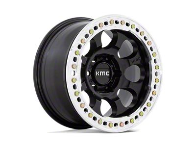 KMC Riot Beadlock Satin Black with Machined Ring 6-Lug Wheel; 17x8.5; 0mm Offset (22-25 Bronco Raptor)