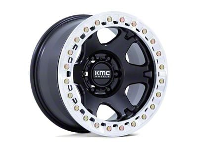 KMC VI Beadlock Satin Black with Machined Ring 6-Lug Wheel; 17x9; -38mm Offset (21-24 Bronco, Excluding Raptor)