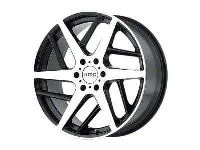 KMC Two Face Satin Black with Machined Face Wheel; 22x9; 35mm Offset (84-01 Jeep Cherokee XJ)