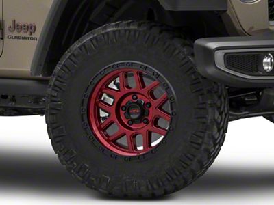 KMC Mesa Candy Red with Black Lip Wheel; 17x8.5; 0mm Offset (20-25 Jeep Gladiator JT)