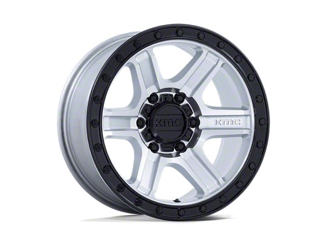 KMC Outrun Machined with Gloss Black Lip Wheel; 18x9 (20-24 Jeep Gladiator JT)