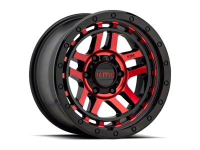 KMC Recon Gloss Black Machined with Red Tint Wheel; 17x8.5; 18mm Offset (20-24 Jeep Gladiator JT)