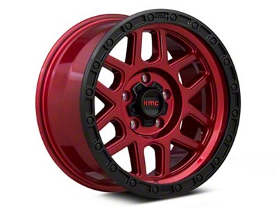 KMC Mesa Candy Red with Black Lip Wheel; 18x9; 18mm Offset (22-24 Jeep Grand Cherokee WL)