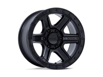 KMC Outrun Matte Black with Gloss Black Lip Wheel; 17x8.5; -10mm Offset (99-04 Jeep Grand Cherokee WJ)