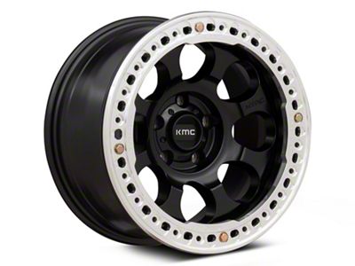 KMC Riot Beadlock Satin Black with Machined Ring Wheel; 17x9; -12mm Offset (99-04 Jeep Grand Cherokee WJ)