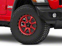 KMC Chase Candy Red with Black Lip Wheel; 17x9 (18-24 Jeep Wrangler JL)