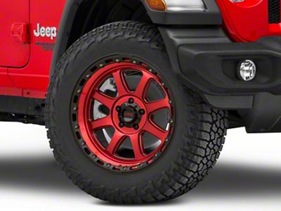 KMC Chase Candy Red with Black Lip Wheel; 20x9; 18mm Offset (18-24 Jeep Wrangler JL)