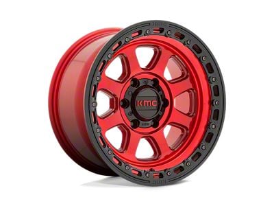 KMC Chase Candy Red with Black Lip Wheel; 17x9; 0mm Offset (18-24 Jeep Wrangler JL)