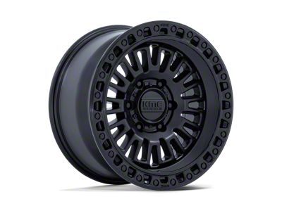 KMC Aztec Matte Black with Gloss Black Lip Wheel; 17x8.5; 0mm Offset (07-18 Jeep Wrangler JK)