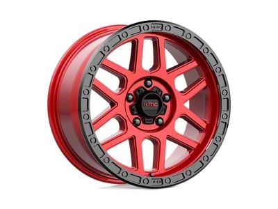 KMC Mesa Candy Red with Black Lip Wheel; 17x8.5 (07-18 Jeep Wrangler JK)