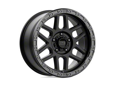 KMC Mesa Satin Black with Gloss Black Lip Wheel; 17x9 (07-18 Jeep Wrangler JK)