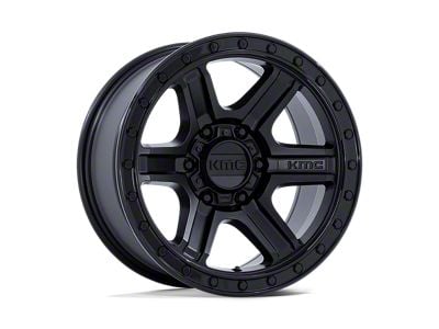 KMC Outrun Matte Black with Gloss Black Lip Wheel; 17x8.5 (07-18 Jeep Wrangler JK)