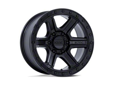 KMC Outrun Matte Black with Gloss Black Lip Wheel; 17x8.5; 18mm Offset (07-18 Jeep Wrangler JK)