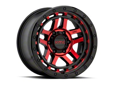 KMC Recon Gloss Black Machined with Red Tint Wheel; 17x8.5 (07-18 Jeep Wrangler JK)