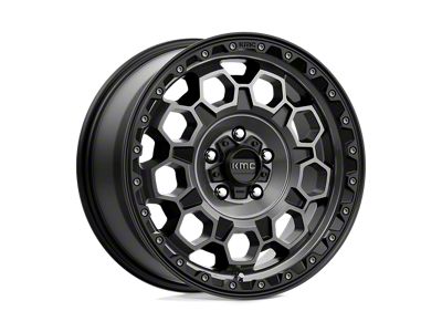 KMC Trek Satin Black with Gray Tint Wheel; 17x9; -12mm Offset (07-18 Jeep Wrangler JK)