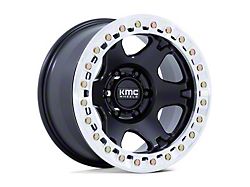 KMC VI Beadlock Satin Black with Machined Ring Wheel; 17x9 (07-18 Jeep Wrangler JK)