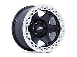 KMC VI Beadlock Satin Black with Machined Ring Wheel; 20x10 (07-18 Jeep Wrangler JK)