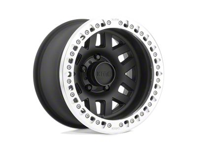 KMC Machete Crawl Beadlock Satin Black with Machined Bead Ring Wheel; 17x9 (18-24 Jeep Wrangler JL)