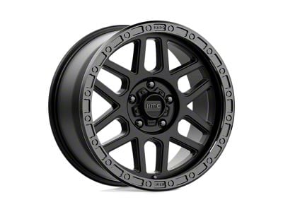 KMC Mesa Satin Black with Gloss Black Lip Wheel; 17x9; 18mm Offset (18-24 Jeep Wrangler JL)