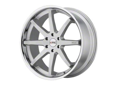 KMC Reverb Brushed Silver with Chrome Lip Wheel; 20x9; 30mm Offset (18-24 Jeep Wrangler JL)