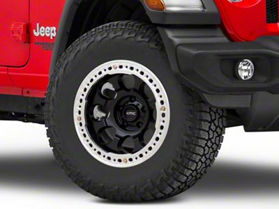 KMC Riot Beadlock Satin Black with Machined Ring Wheel; 17x8.5 (18-24 Jeep Wrangler JL)