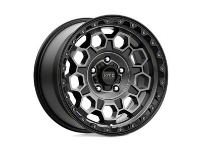 KMC Trek Satin Black with Gray Tint Wheel; 17x9; 18mm Offset (18-24 Jeep Wrangler JL)