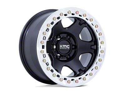 KMC VI Beadlock Satin Black with Machined Ring Wheel; 17x9 (18-24 Jeep Wrangler JL)