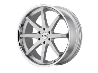 KMC Reverb Brushed Silver with Chrome Lip Wheel; 20x9; 30mm Offset (87-95 Jeep Wrangler YJ)