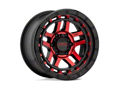 KMC Recon Gloss Black Machined with Red Tint 6-Lug Wheel; 17x8.5; 18mm Offset (16-23 Tacoma)