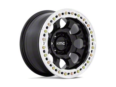 KMC Riot Beadlock Satin Black with Machined Ring 6-Lug Wheel; 17x8.5; 0mm Offset (16-23 Tacoma)