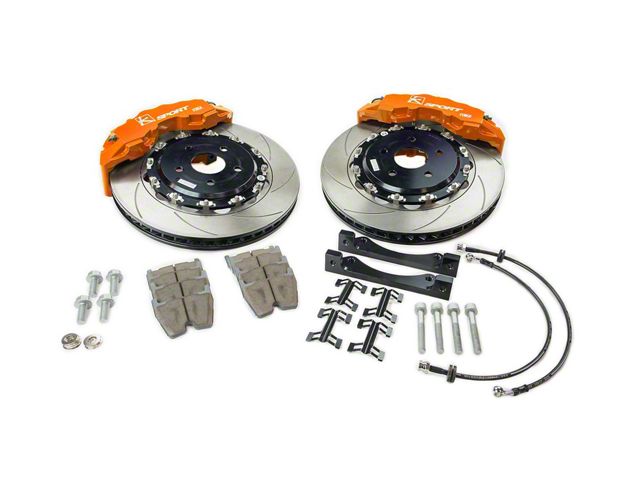 Ksport Supercomp 8-Piston Front Big Brake Kit with 13-Inch Slotted Rotors; Orange Calipers (07-13 Jeep Wrangler JK)