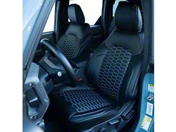 Kustom Interior Premium Artificial Leather Front and Rear Seat Covers; All Black with Double Hex Stitch Accent Insert (21-24 Bronco 2-Door w/o MOLLE Panel)