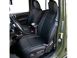 Premium Artificial Leather Front and Rear Seat Covers; All Black (18-25 Jeep Wrangler JL 4-Door w/o Power Seats)