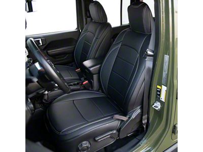 Kustom Interior Premium Artificial Leather Front and Rear Seat Covers; All Black (18-24 Jeep Wrangler JL 4-Door w/o Power Seats)