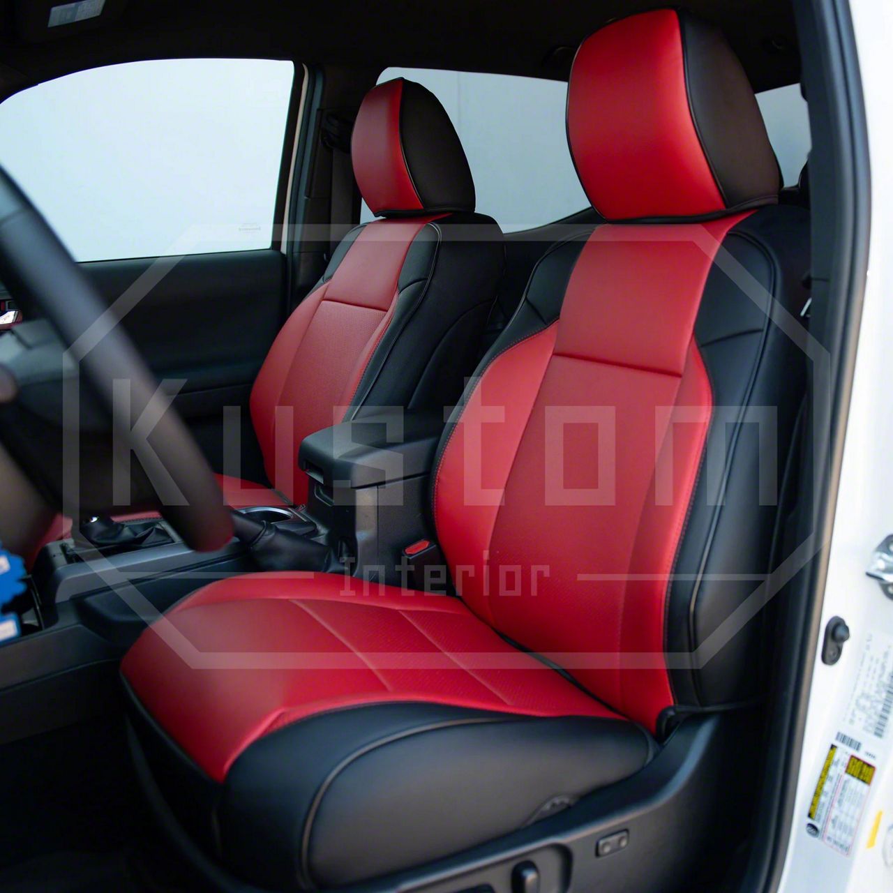 Kustom Interior Tacoma Premium Artificial Leather Front And Rear Seat Covers All Red Sc Tcm