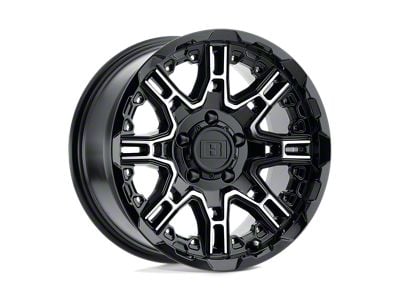 Level 8 Wheels Slingshot Gloss Black with Machined Face 6-Lug Wheel; 18x9; 18mm Offset (22-24 Bronco Raptor)