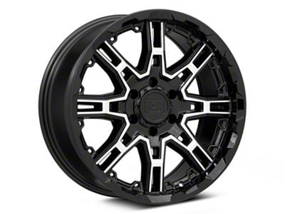 Level 8 Wheels Slingshot Gloss Black Machined 6-Lug Wheel; 20x9; 10mm Offset (17-24 Titan)