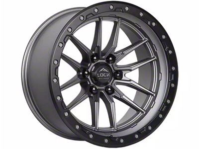 Lock Off-Road Krawler Matte Grey with Matte Black Ring 6-Lug Wheel; 20x10; -18mm Offset (04-15 Titan)