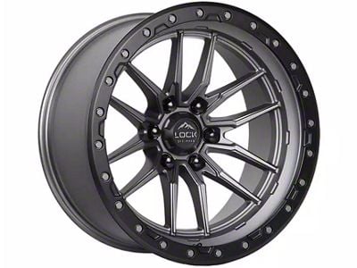 Lock Off-Road Krawler Matte Grey with Matte Black Ring 6-Lug Wheel; 20x10; -18mm Offset (05-15 Tacoma)