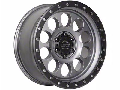 Lock Off-Road 50Cal Matte Grey with Matte Black Ring 6-Lug Wheel; 17x9; -12mm Offset (10-24 4Runner)