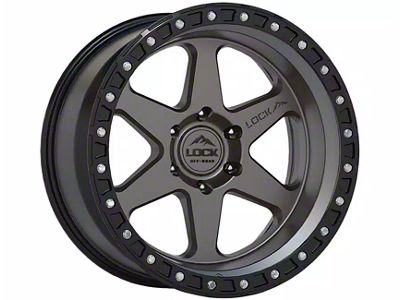 Lock Off-Road Olympus Matte Grey with Matte Black Ring 6-Lug Wheel; 20x10; -24mm Offset (10-24 4Runner)